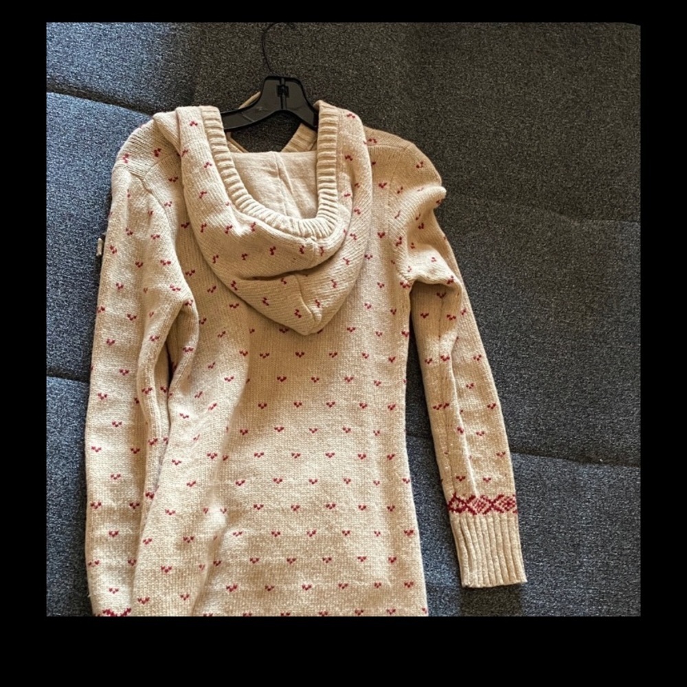 Who.A.U. American vintage Charming Cream and Red Hooded Sweater Dress size S - Picture 5 of 5